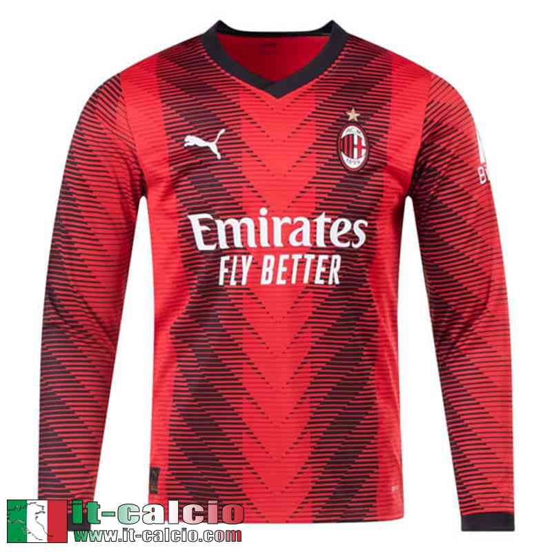 AC Milan Maglia Calcio Prima Uomo Manga Larga 2023 2024