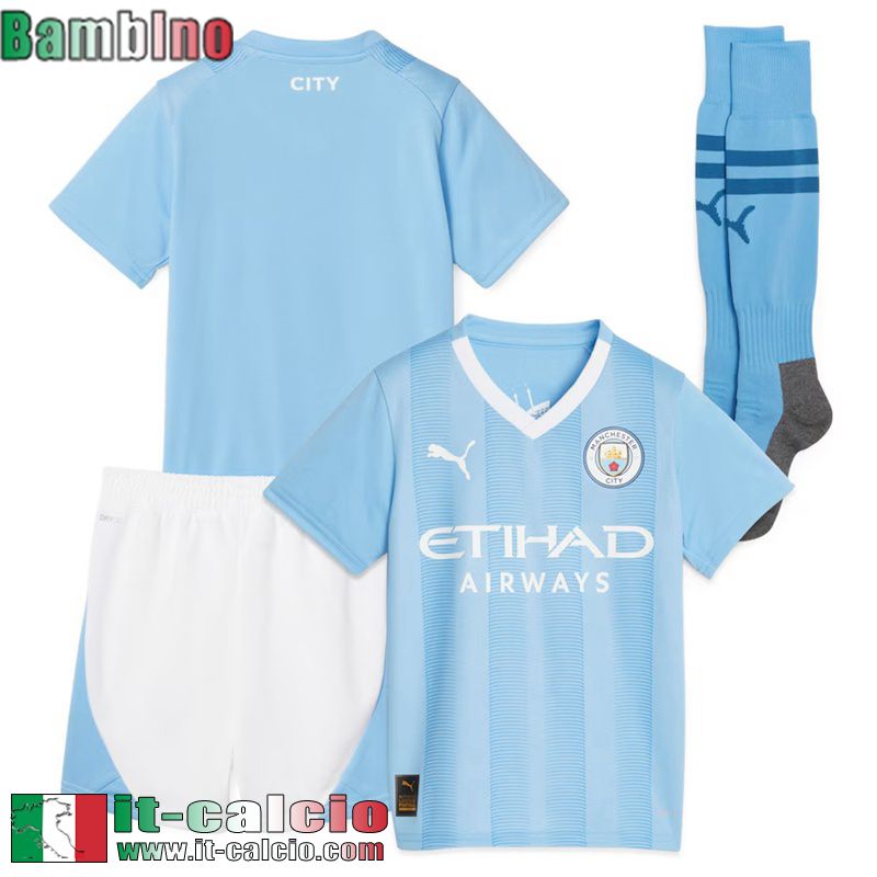 Manchester City Maglia Calcio Prima Bambini 2023 2024