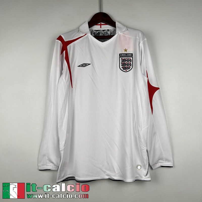 Inghilterra Retro Maglia Calcio Manga Larga Prima Uomo 2006 FG284