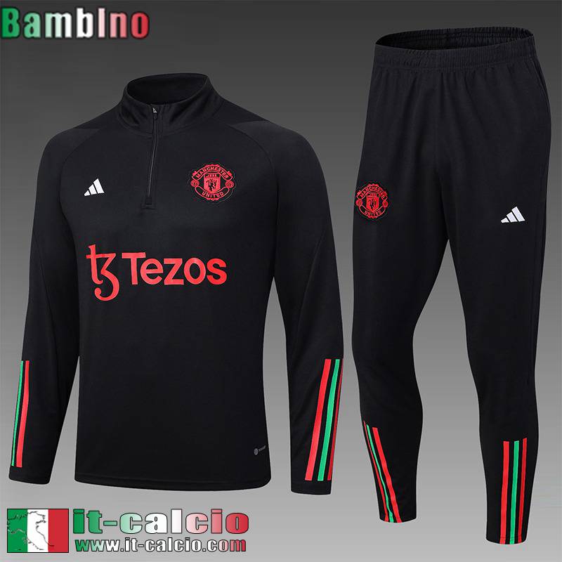 Manchester United Tute Calcio + PANTALONI nero Bambini 2023 2024 TK630