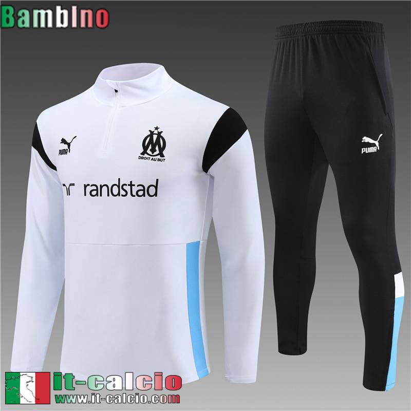 Marsiglia Tute Calcio + PANTALONI Bianco Bambini 2023 2024 TK636