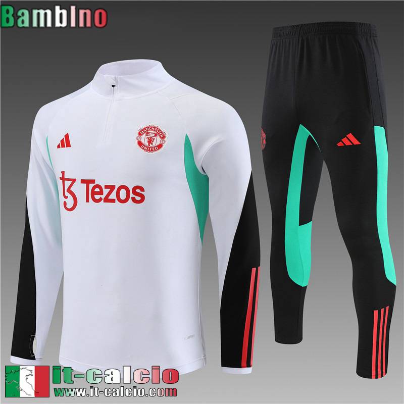 Manchester United Tute Calcio + PANTALONI Bianco Bambini 2023 2024 TK653