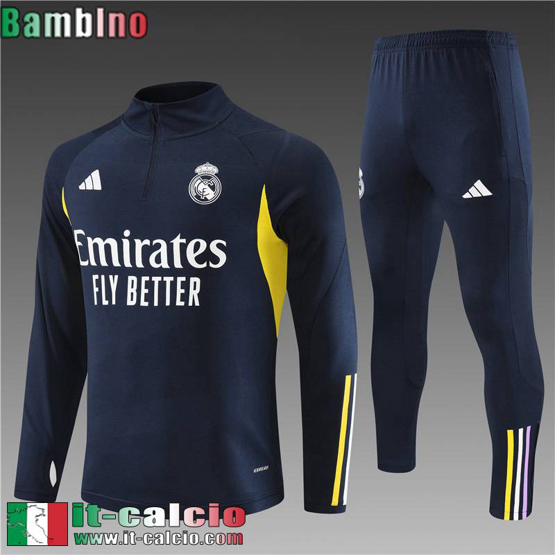 Real Madrid Tute Calcio + PANTALONI blu navy Bambini 2023 2024 TK660