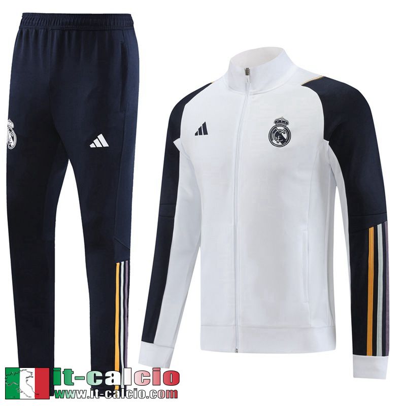 Real Madrid Full-Zip Giacca Bianco Uomo 2023 2024 JK789