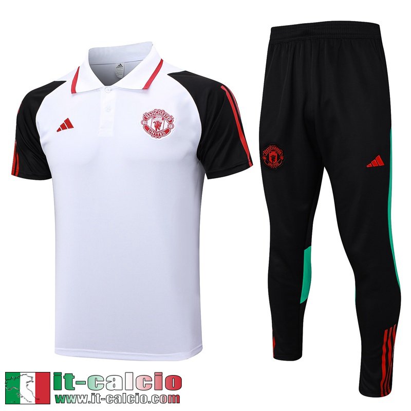 Manchester United Polo Shirts Bianco Uomo 2023 2024 PL699