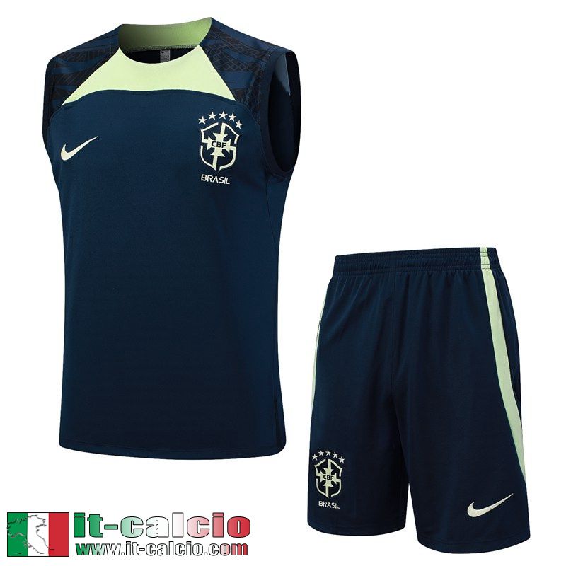 Brasile Tute Calcio Senza maniche blu navy Uomo 2023 2024 TG956