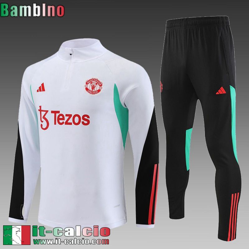 Manchester United Tute Calcio + PANTALONI Bianco Bambini 23 24 C05