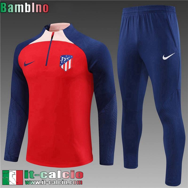 Atletico Madrid Tute Calcio + PANTALONI rosso Bambini 23 24 C06