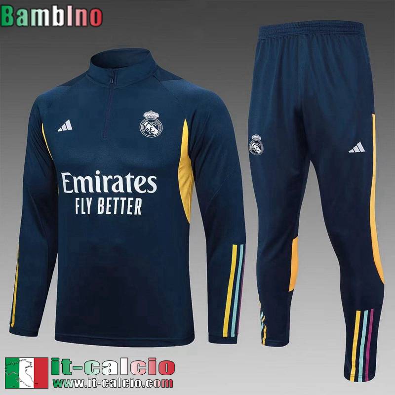 Real Madrid Tute Calcio + PANTALONI blu navy Bambini 23 24 C16